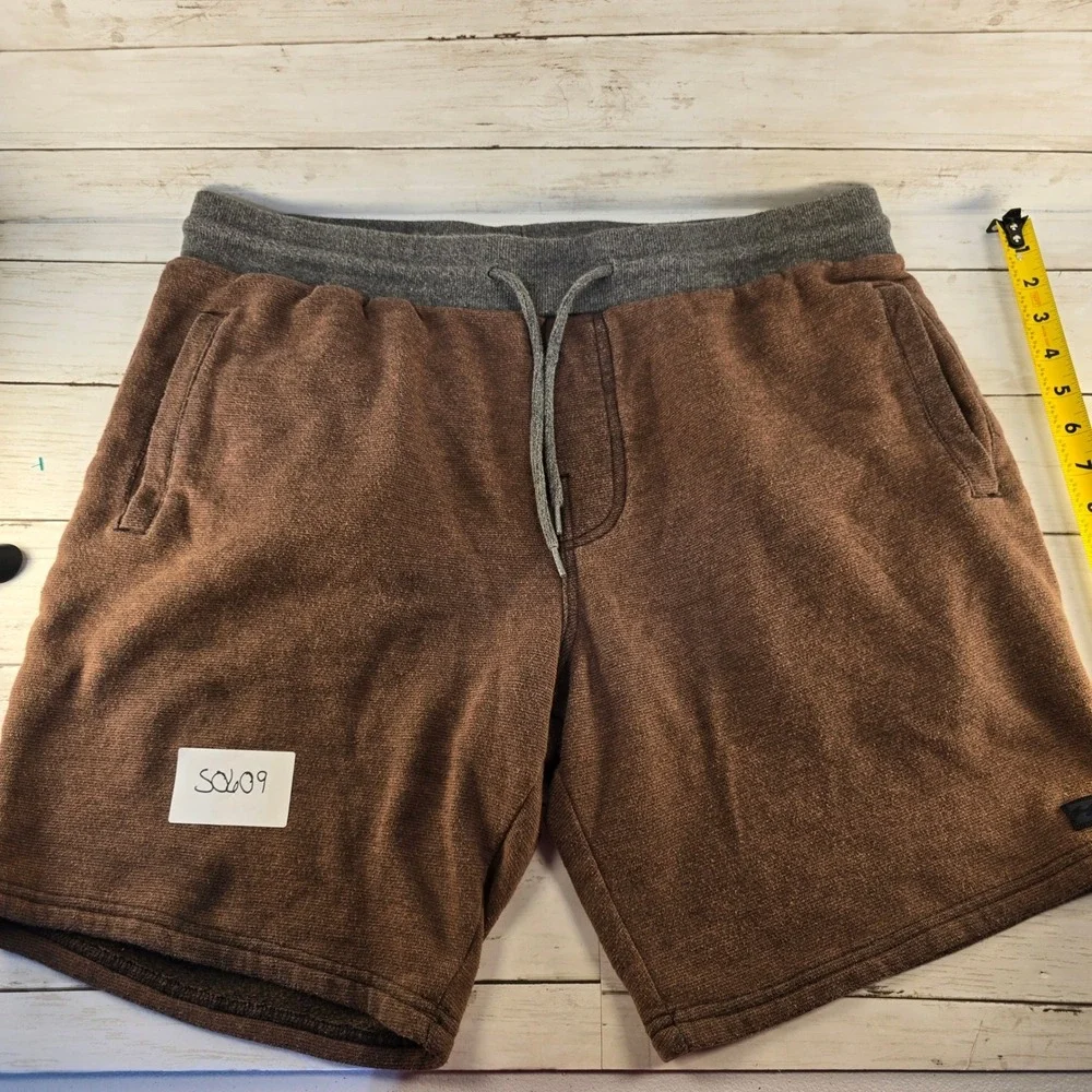 Billabong Mens Fleece Lounge Shorts Brown Grey Waistband Drawstring Large